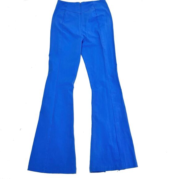 Free People Real Deal High Waist Front Slit Flare Blue Pants XS - Picture 11 of 12